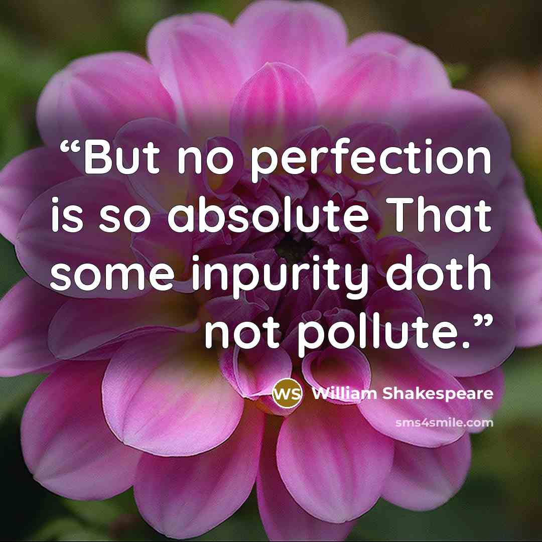 “But no perfection is so absolute That some inpurity doth not pollute.” quote by William Shakespeare