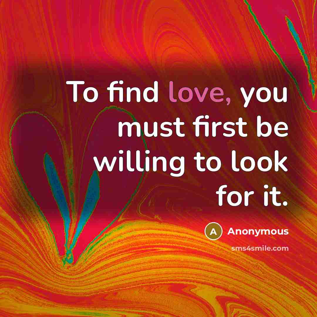 “To find love, you must first be willing to look…” quote by Anonymous