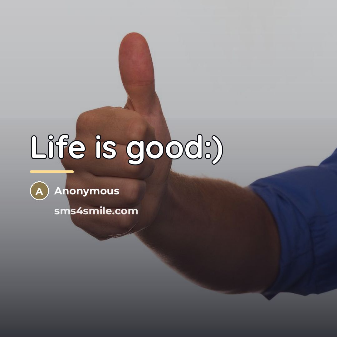 “Life is good:)…” quote by Anonymous