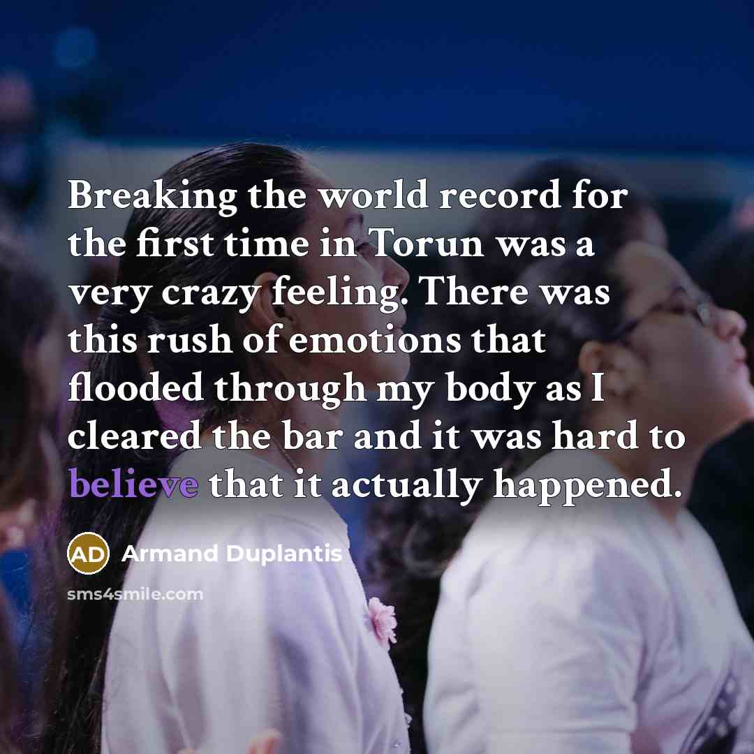“Breaking the world record for the first time in Torun…” quote by Armand Duplantis