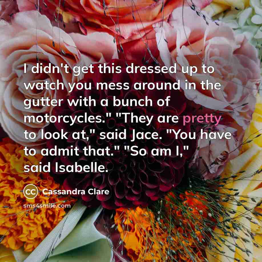 “I didn't get this dressed up to watch you mess…” quote by Cassandra Clare