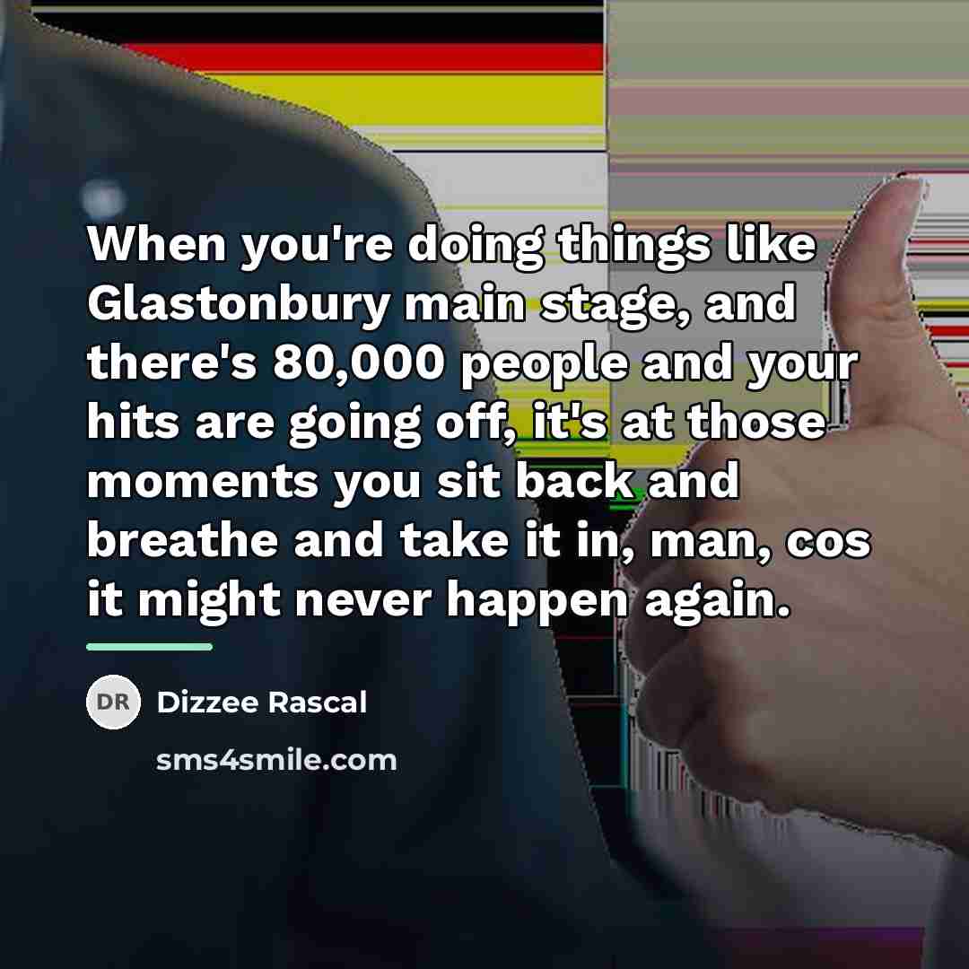“When you're doing things like Glastonbury main stage, and there's…” quote by Dizzee Rascal