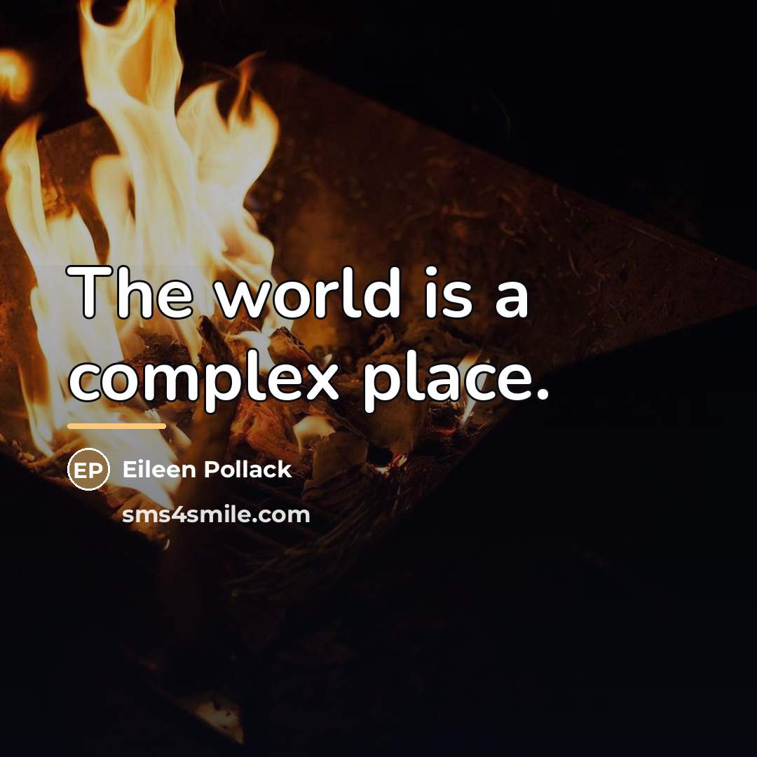“The world is a complex place.…” quote by Eileen Pollack