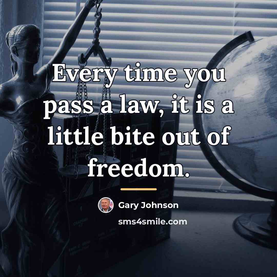 “Every time you pass a law, it is a little…” quote by Gary Johnson