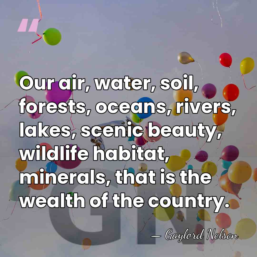 Our air, water, soil, forests, oceans, rivers, lakes, scenic beauty, wildlife habitat,&hellip; - Gaylord Nelson