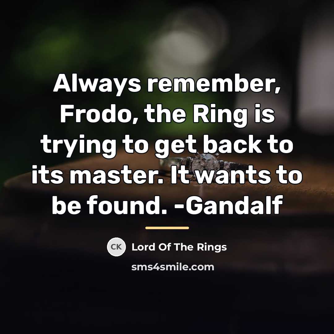 “Always remember, Frodo, the Ring is trying to get back…” quote by Lord Of The Rings