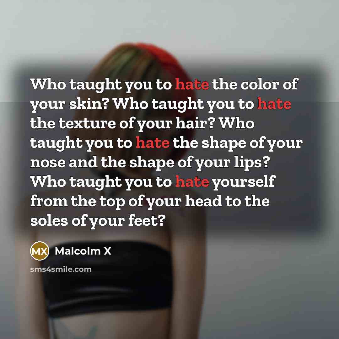 “Who taught you to hate the color of your skin?…” quote by Malcolm X