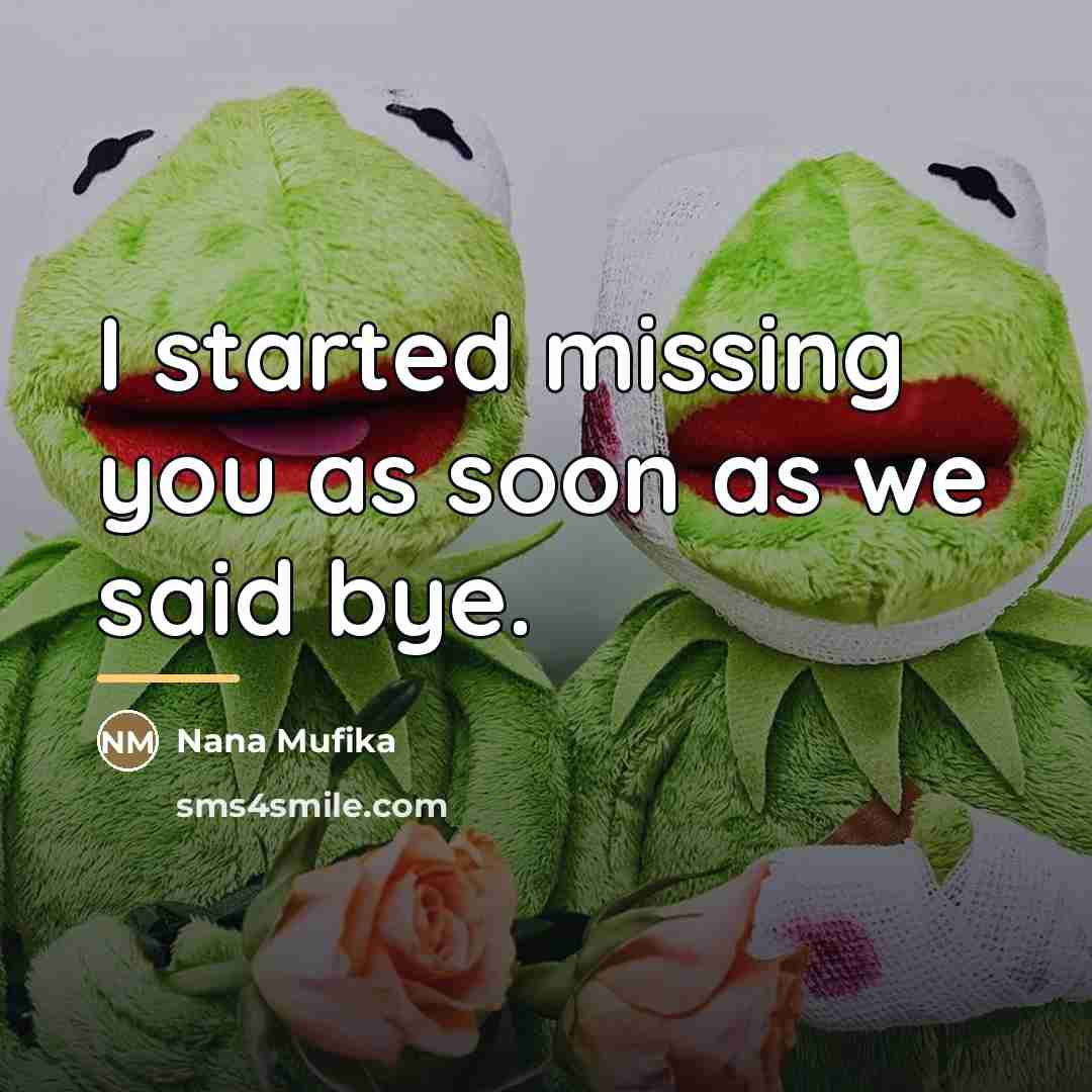 “I started missing you as soon as we said bye.…” quote by Nana Mufika