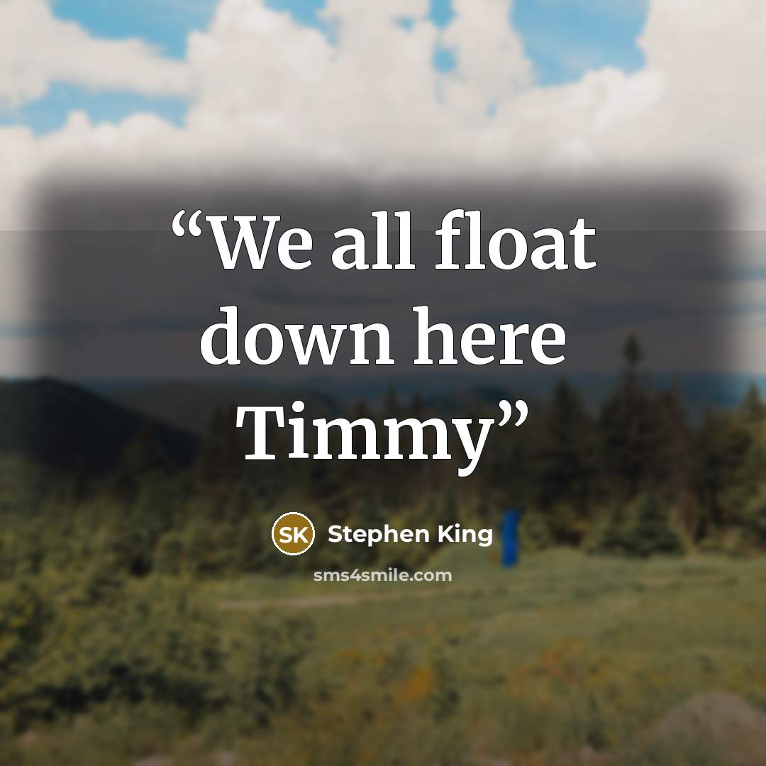 “We all float down here Timmy” quote by Stephen King