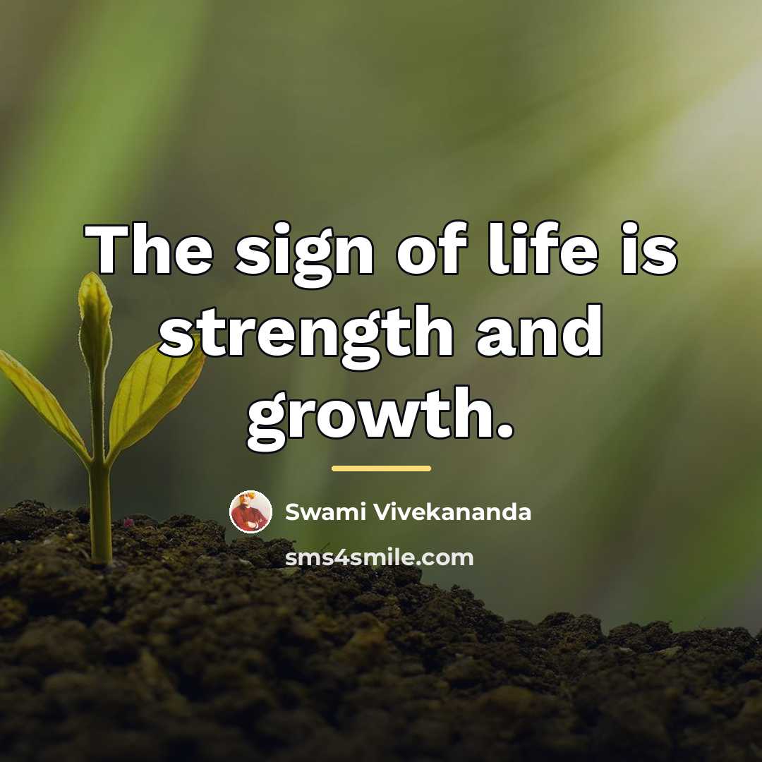 “The sign of life is strength and growth.…” quote by Swami Vivekananda