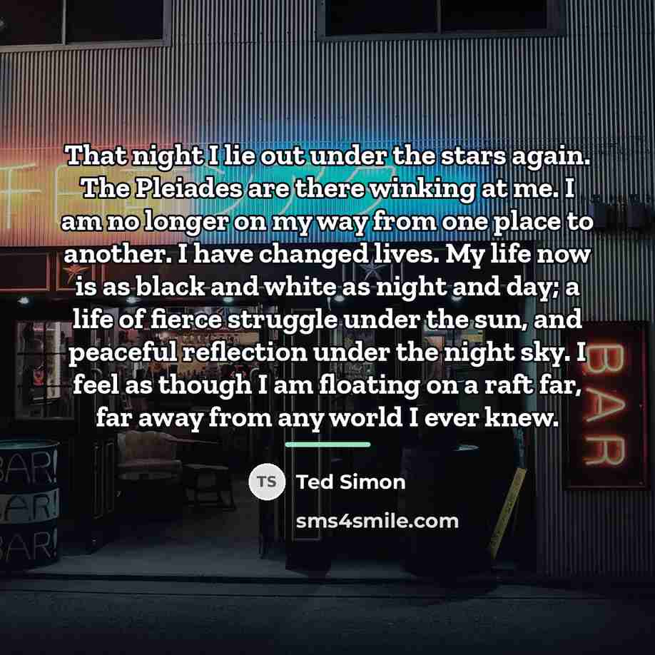“That night I lie out under the stars again. The…” quote by Ted Simon