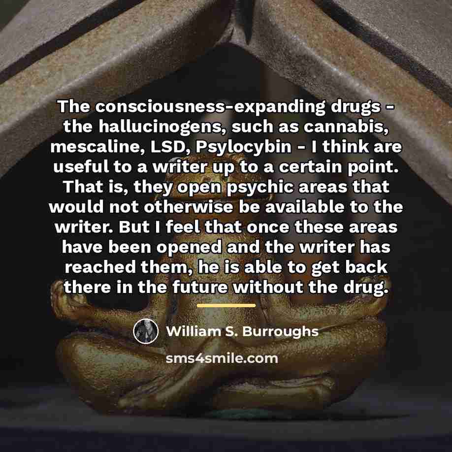 “The consciousness-expanding drugs - the hallucinogens, such as cannabis, mescaline,…” quote by William S. Burroughs
