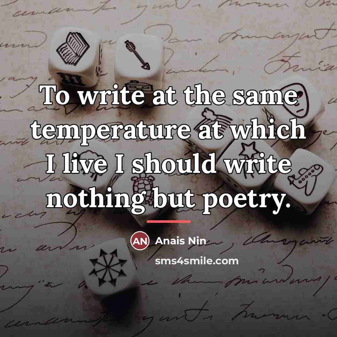 “To write at the same temperature at which I live…” quote by Anais Nin