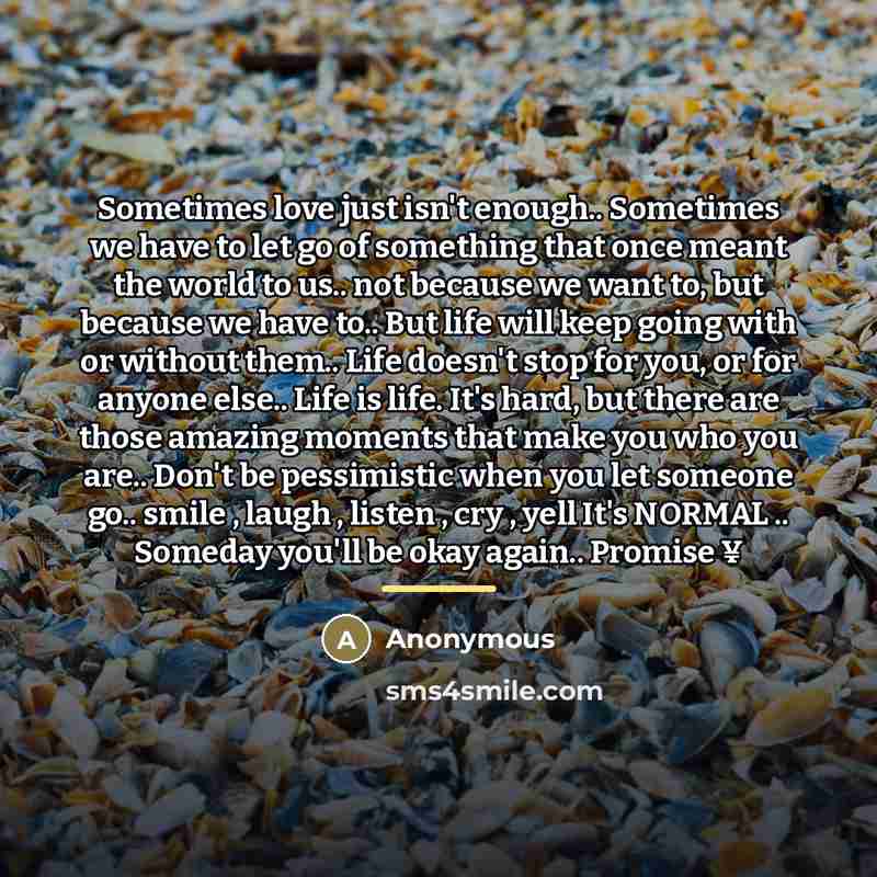 “Sometimes love just isn't enough.. Sometimes we have to let…” quote by Anonymous
