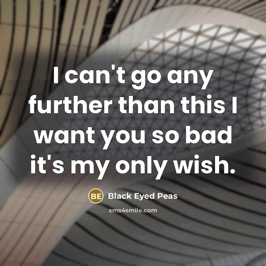“I can't go any further than this I want you…” quote by Black Eyed Peas