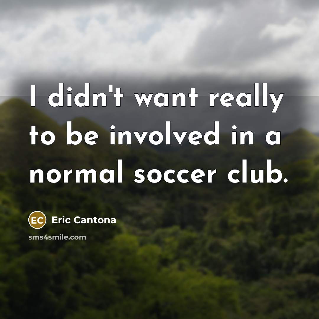 “I didn't want really to be involved in a normal…” quote by Eric Cantona