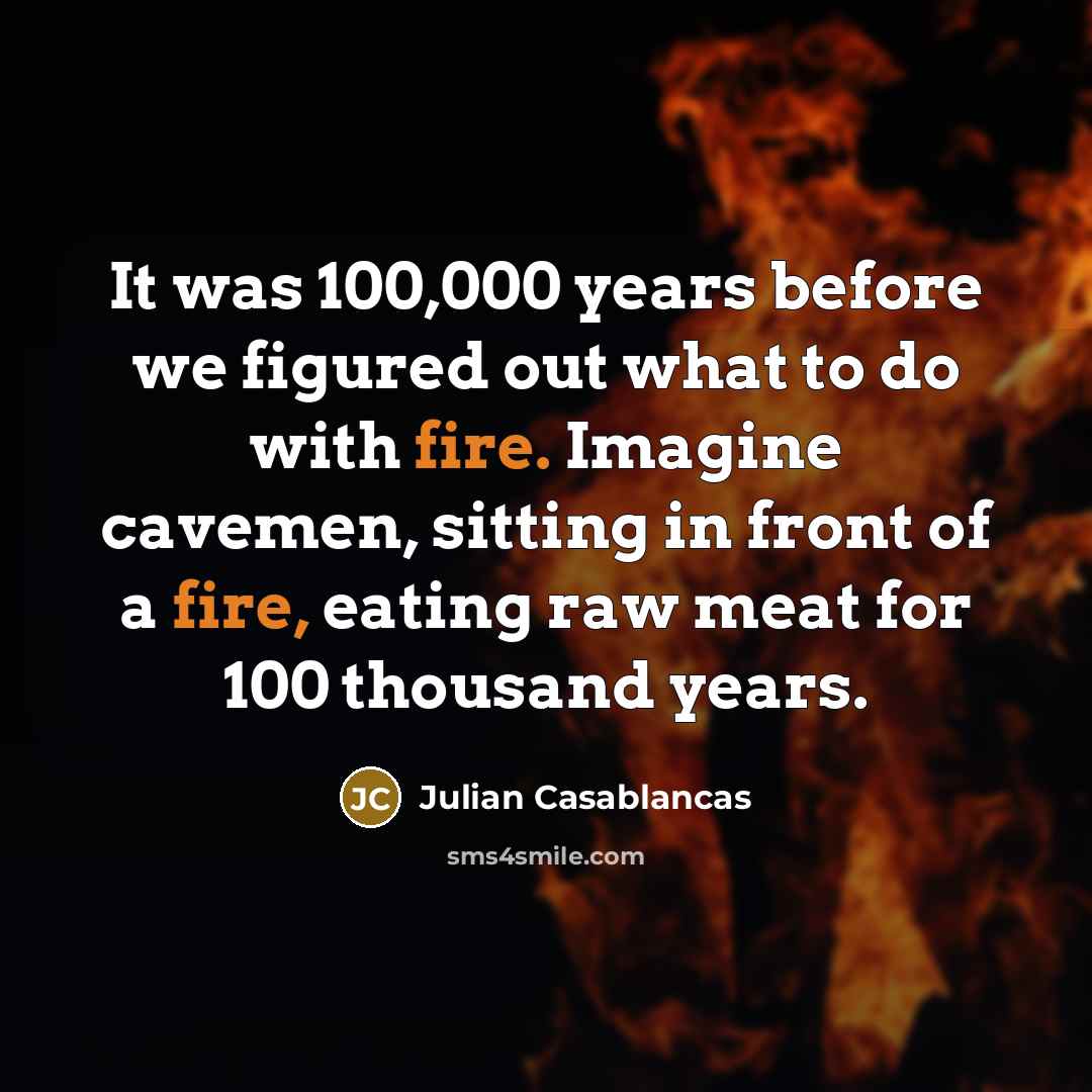 “It was 100,000 years before we figured out what to…” quote by Julian Casablancas