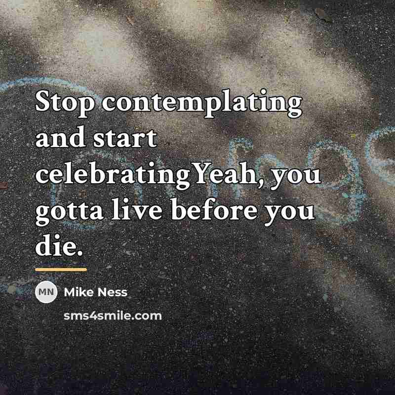 “Stop contemplating and start celebratingYeah, you gotta live before you…” quote by Mike Ness
