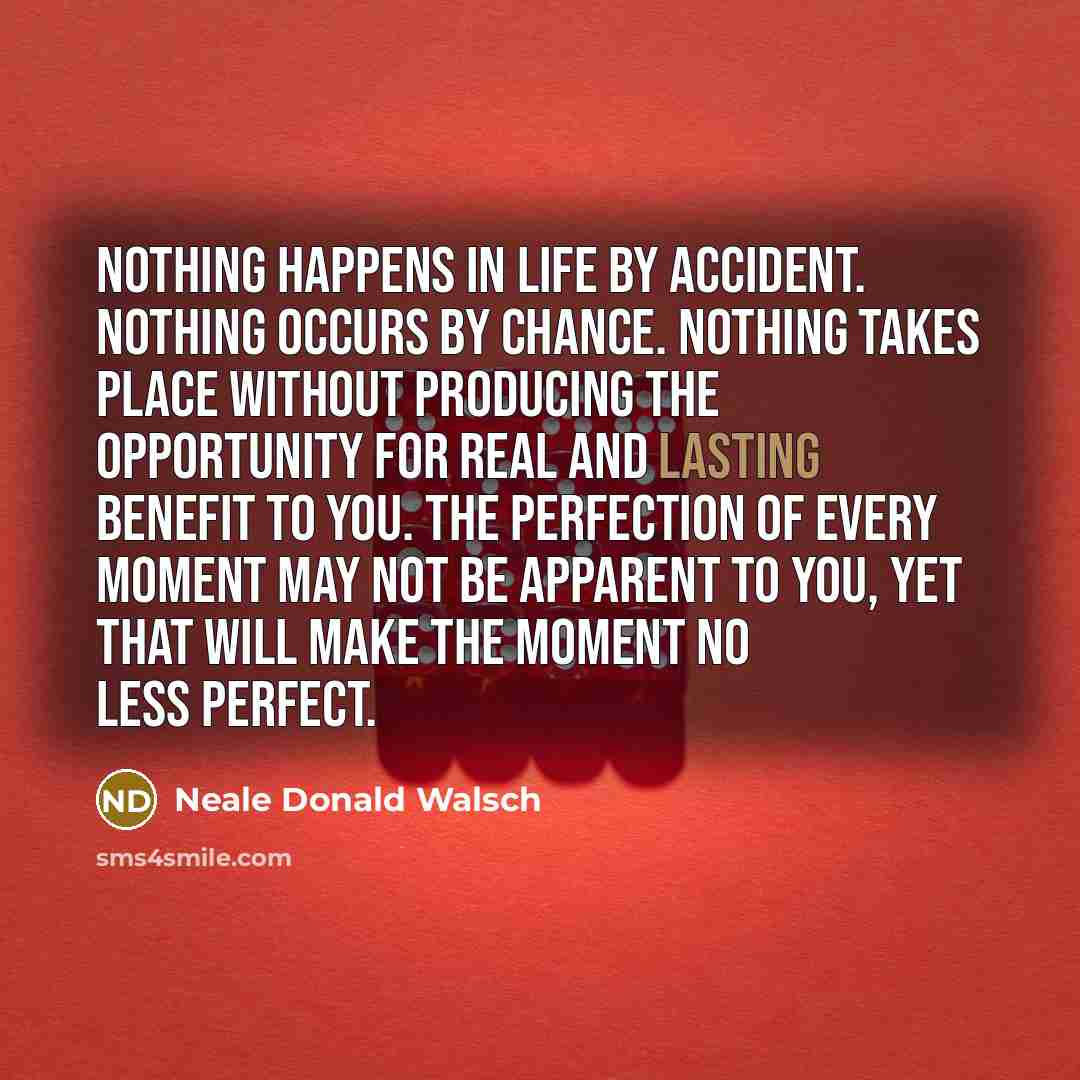 “Nothing happens in life by accident. Nothing occurs by chance.…” quote by Neale Donald Walsch