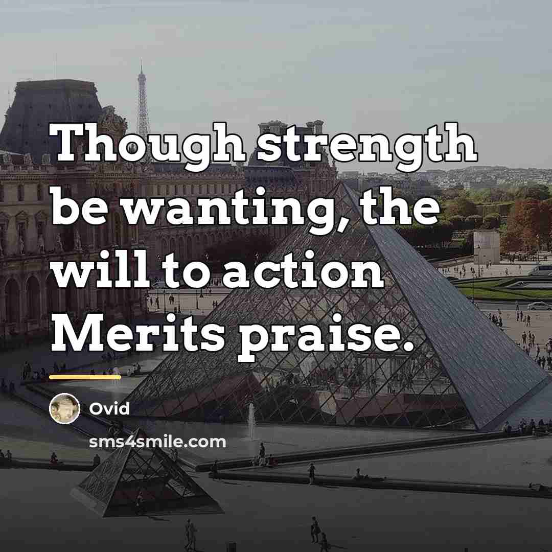 “Though strength be wanting, the will to action Merits praise.…” quote by Ovid
