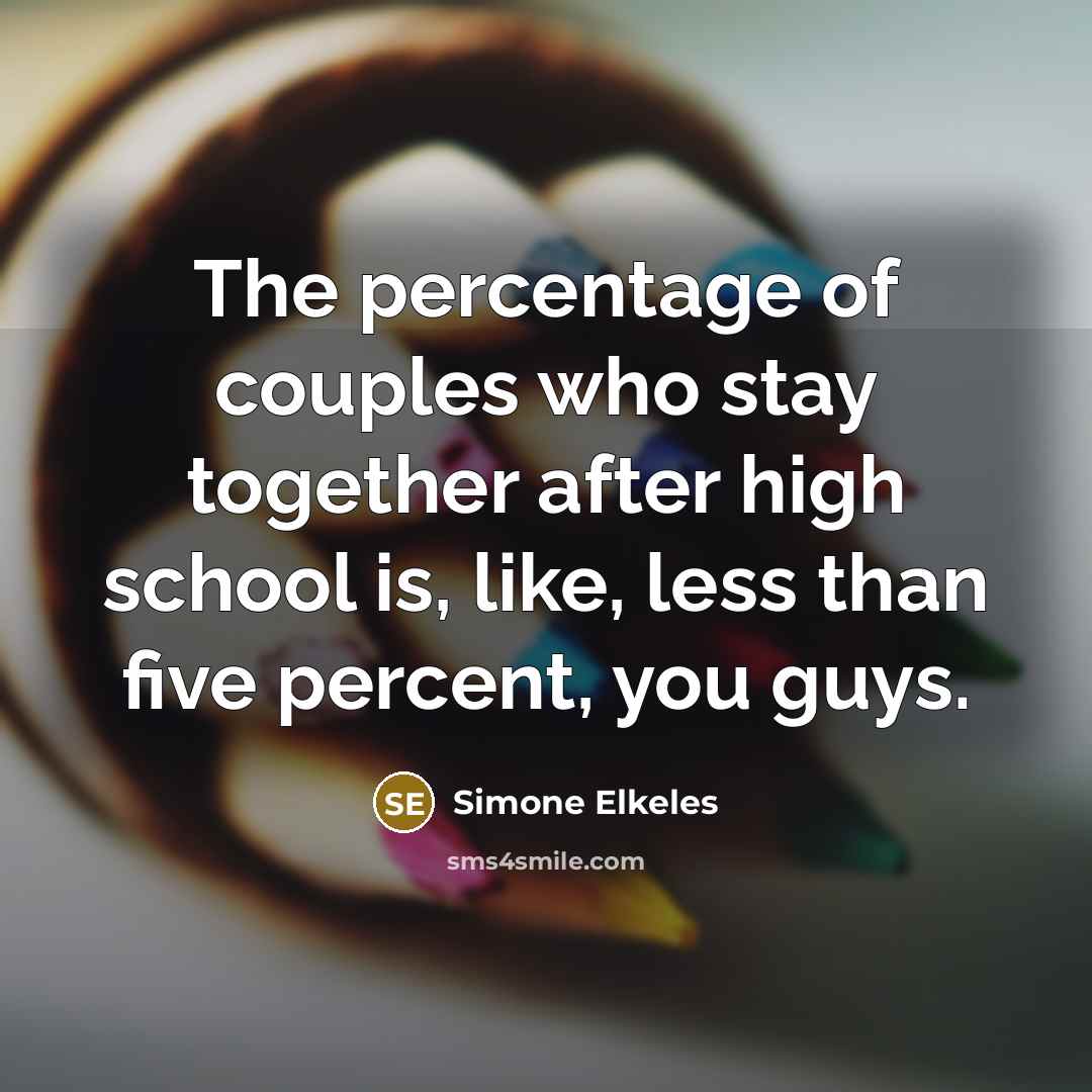 “The percentage of couples who stay together after high school…” quote by Simone Elkeles