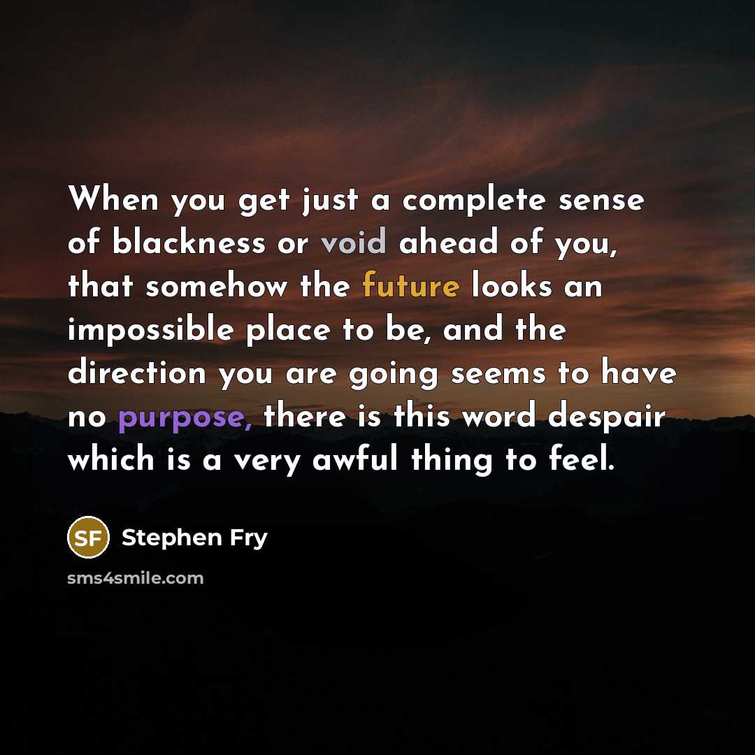“When you get just a complete sense of blackness or…” quote by Stephen Fry