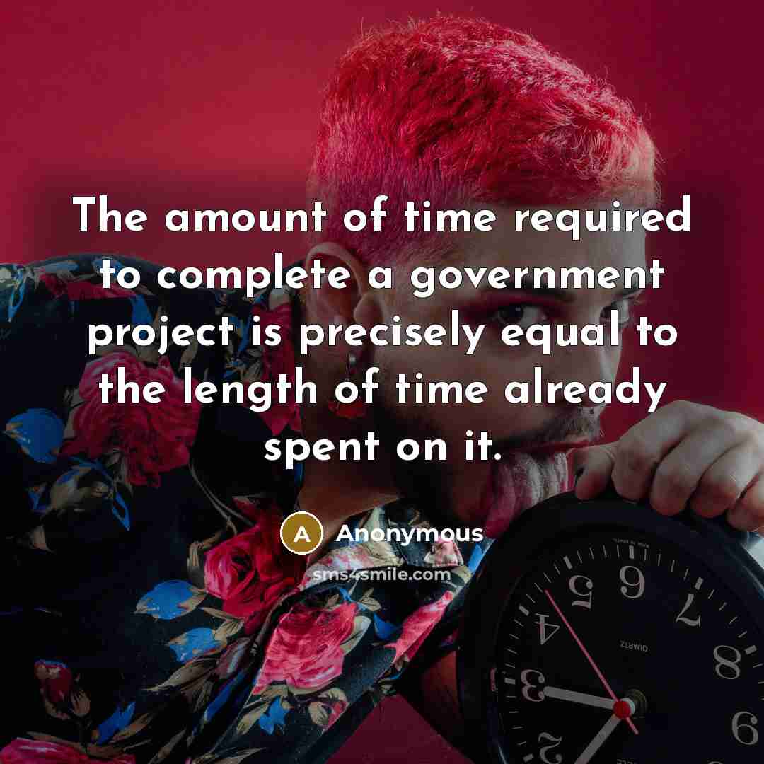 “The amount of time required to complete a government project…” quote by Anonymous