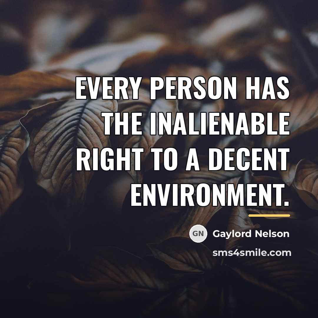“Every person has the inalienable right to a decent environment.…” quote by Gaylord Nelson