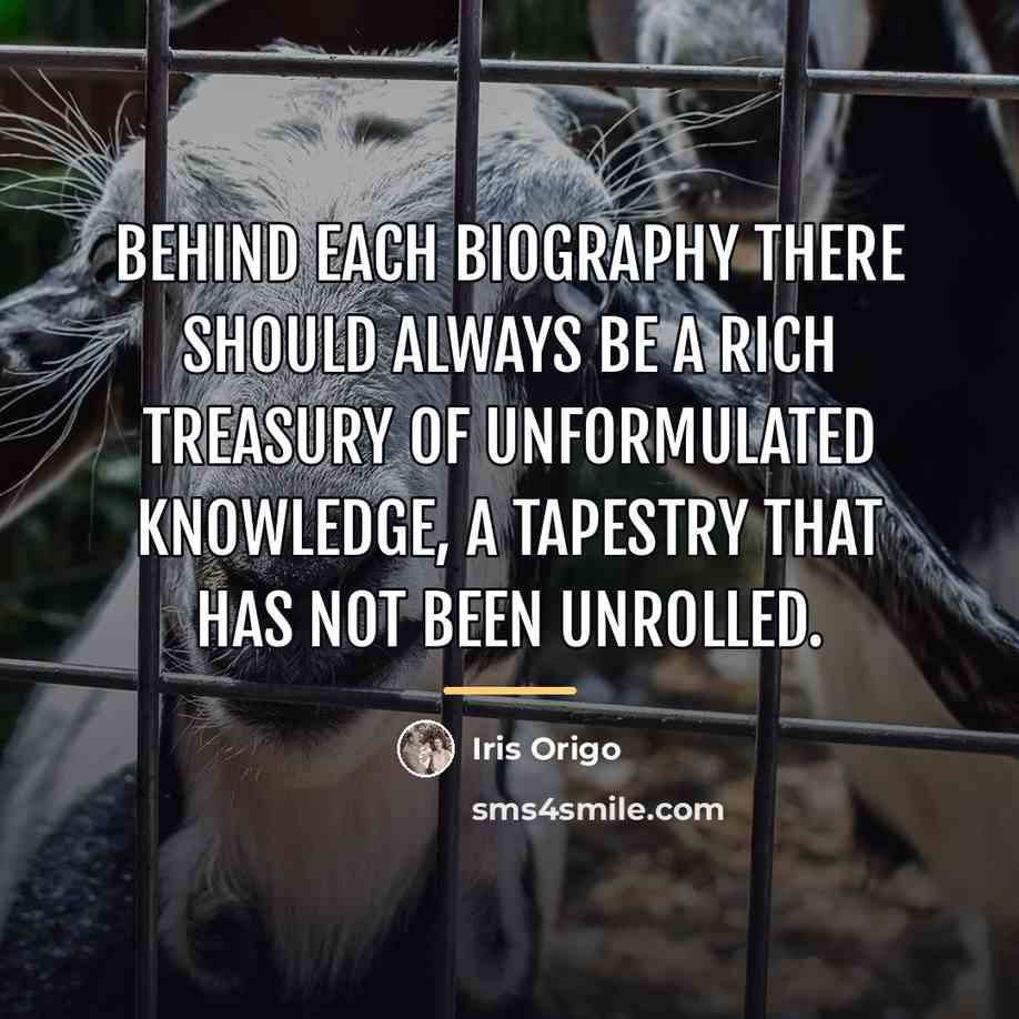 “Behind each biography there should always be a rich treasury…” quote by Iris Origo