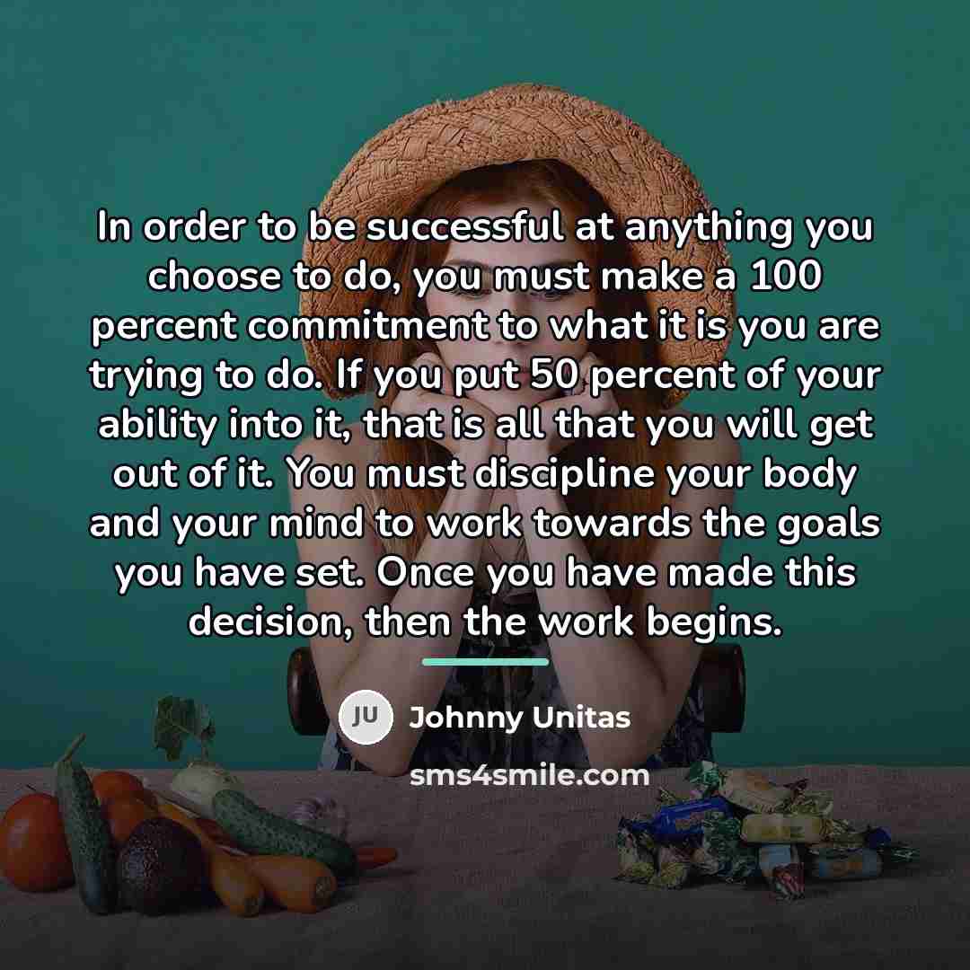 “In order to be successful at anything you choose to…” quote by Johnny Unitas