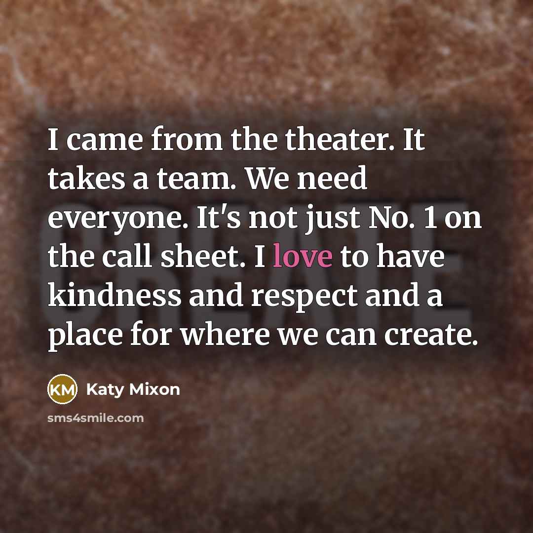 “I came from the theater. It takes a team. We…” quote by Katy Mixon
