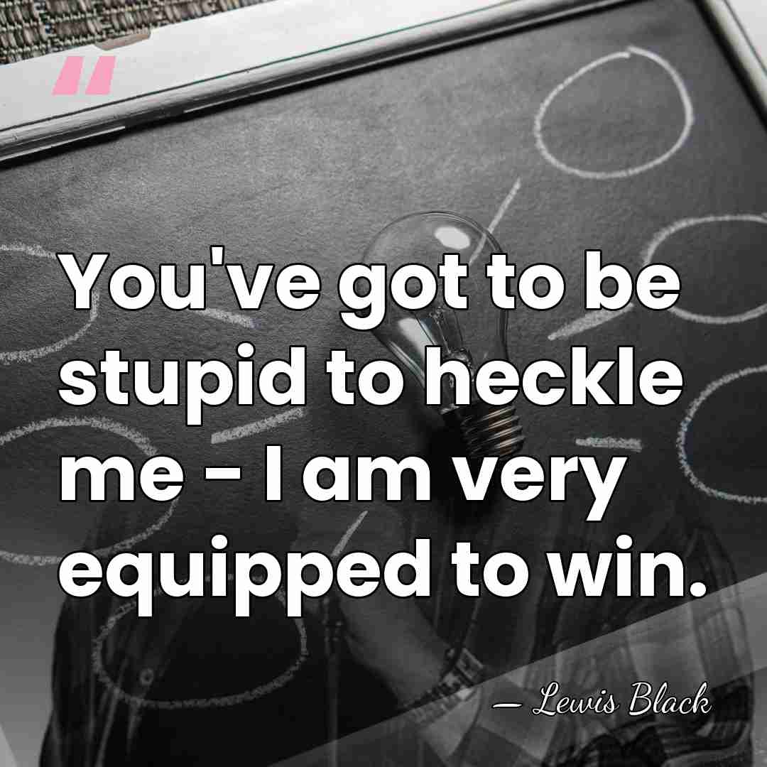 You've got to be stupid to heckle me - I am very&hellip; - Lewis Black