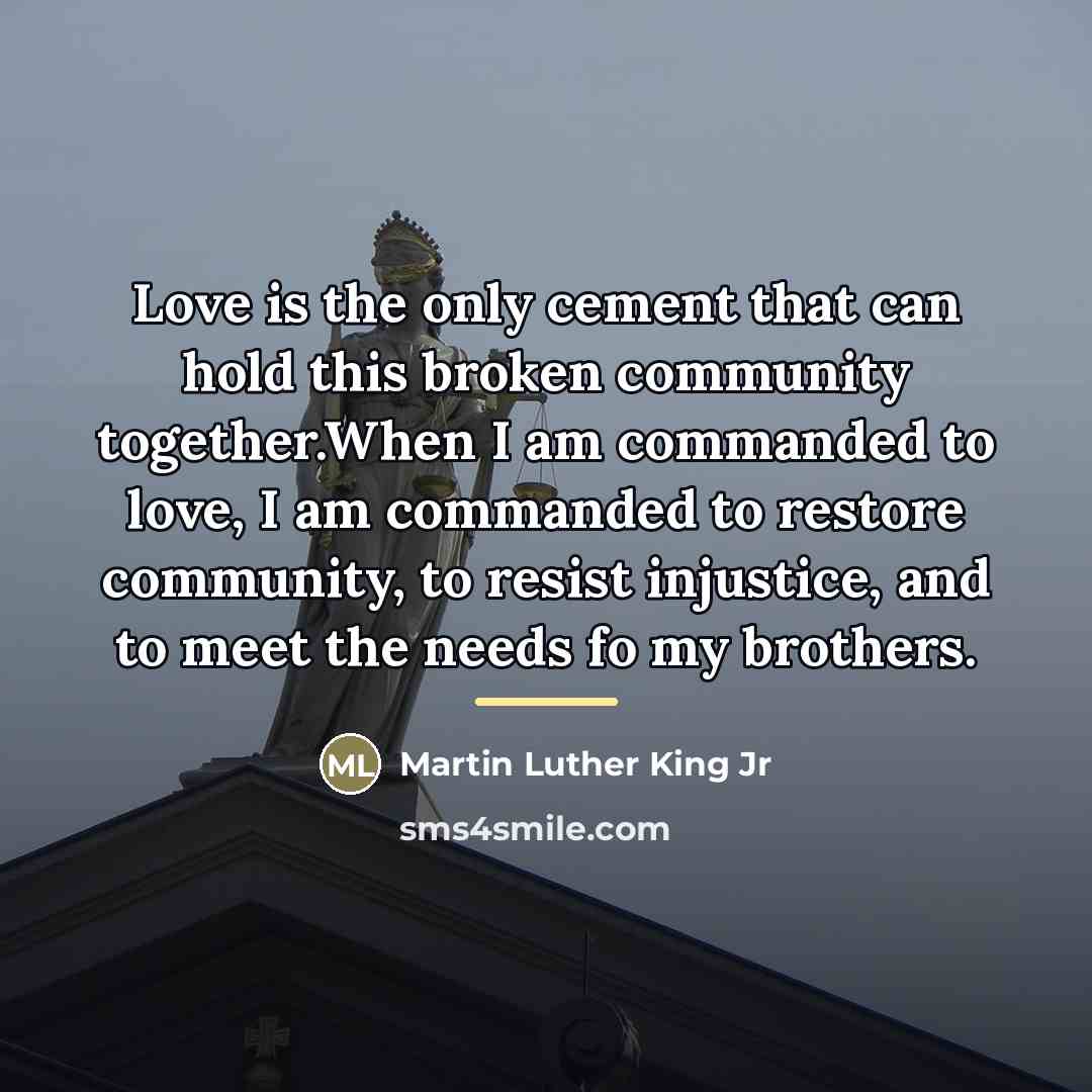 “Love is the only cement that can hold this broken…” quote by Martin Luther King Jr