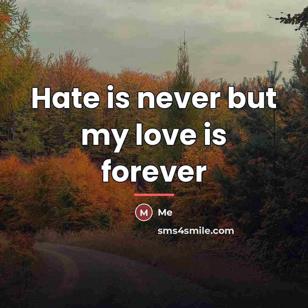 “Hate is never but my love is forever…” quote by Me