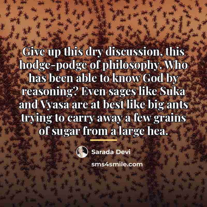 “Give up this dry discussion, this hodge-podge of philosophy. Who…” quote by Sarada Devi