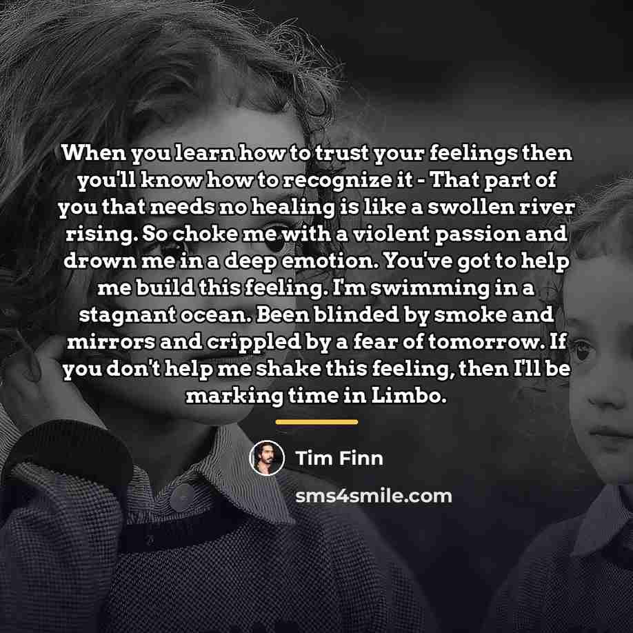 “When you learn how to trust your feelings then you'll…” quote by Tim Finn