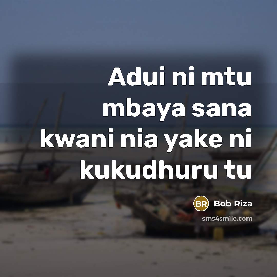 “Adui ni mtu mbaya sana kwani nia yake ni kukudhuru tu” quote by Bob Riza