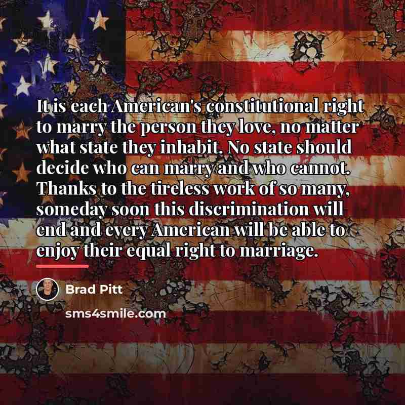 “It is each American's constitutional right to marry the person…” quote by Brad Pitt