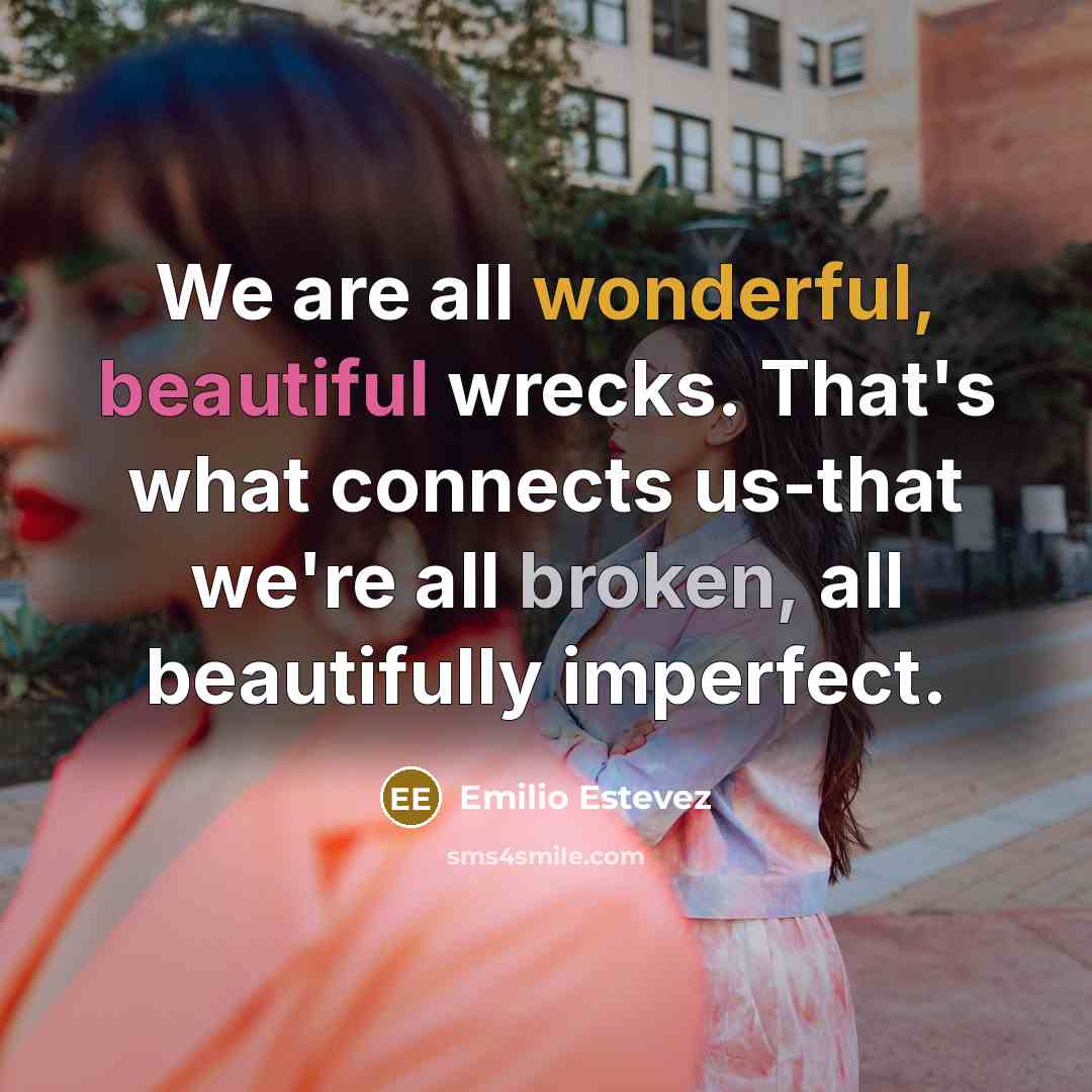 “We are all wonderful, beautiful wrecks. That's what connects us-that…” quote by Emilio Estevez