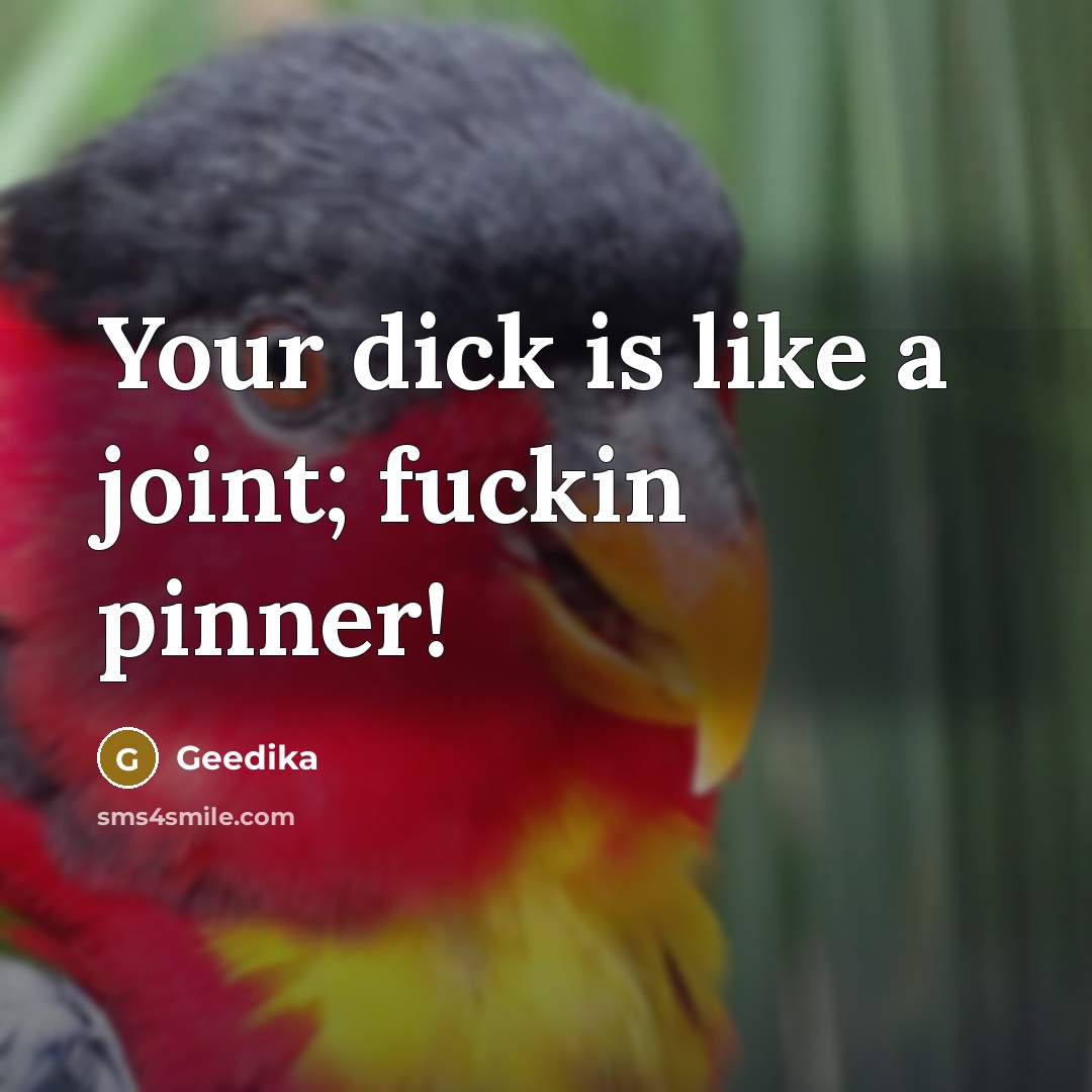 “Your dick is like a joint; fuckin pinner!” quote by Geedika