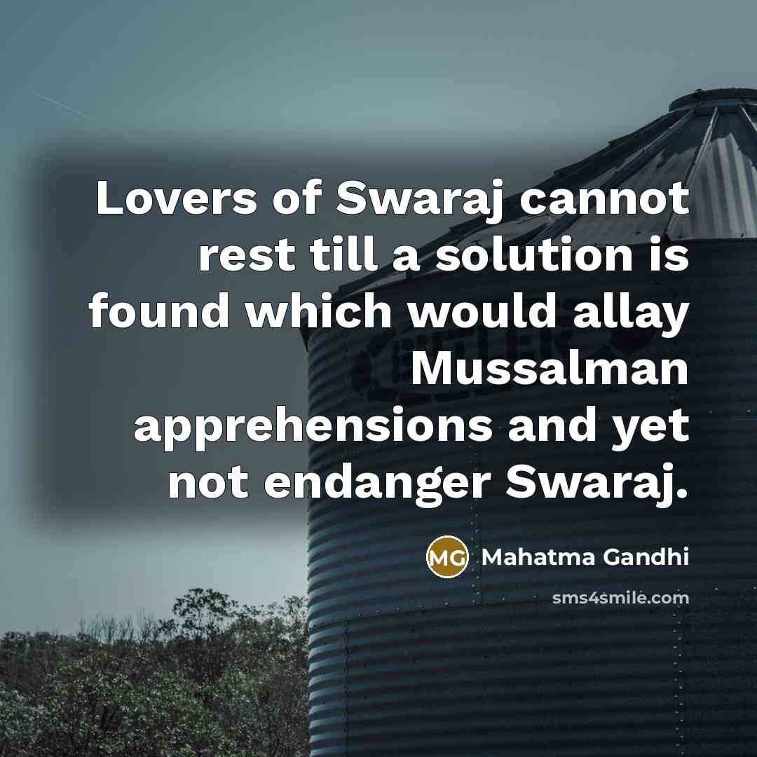 “Lovers of Swaraj cannot rest till a solution is found…” quote by Mahatma Gandhi
