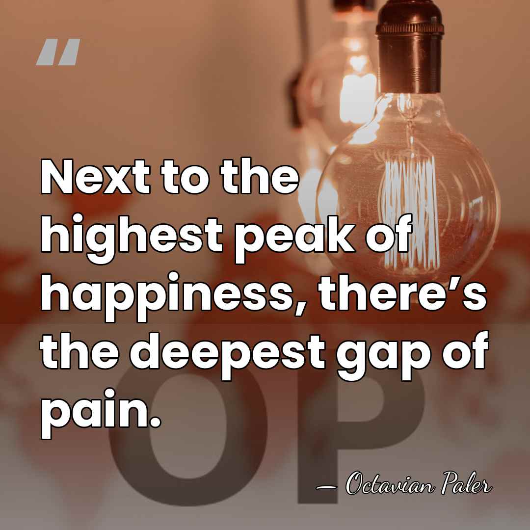 Next to the highest peak of happiness, there’s the deepest gap of&hellip; - Octavian Paler
