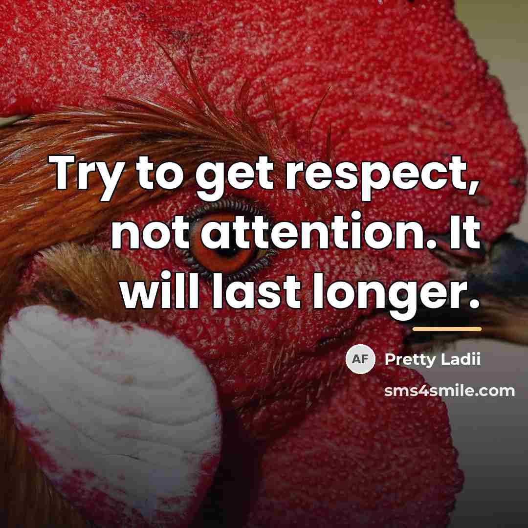 “Try to get respect, not attention. It will last longer.…” quote by Pretty Ladii