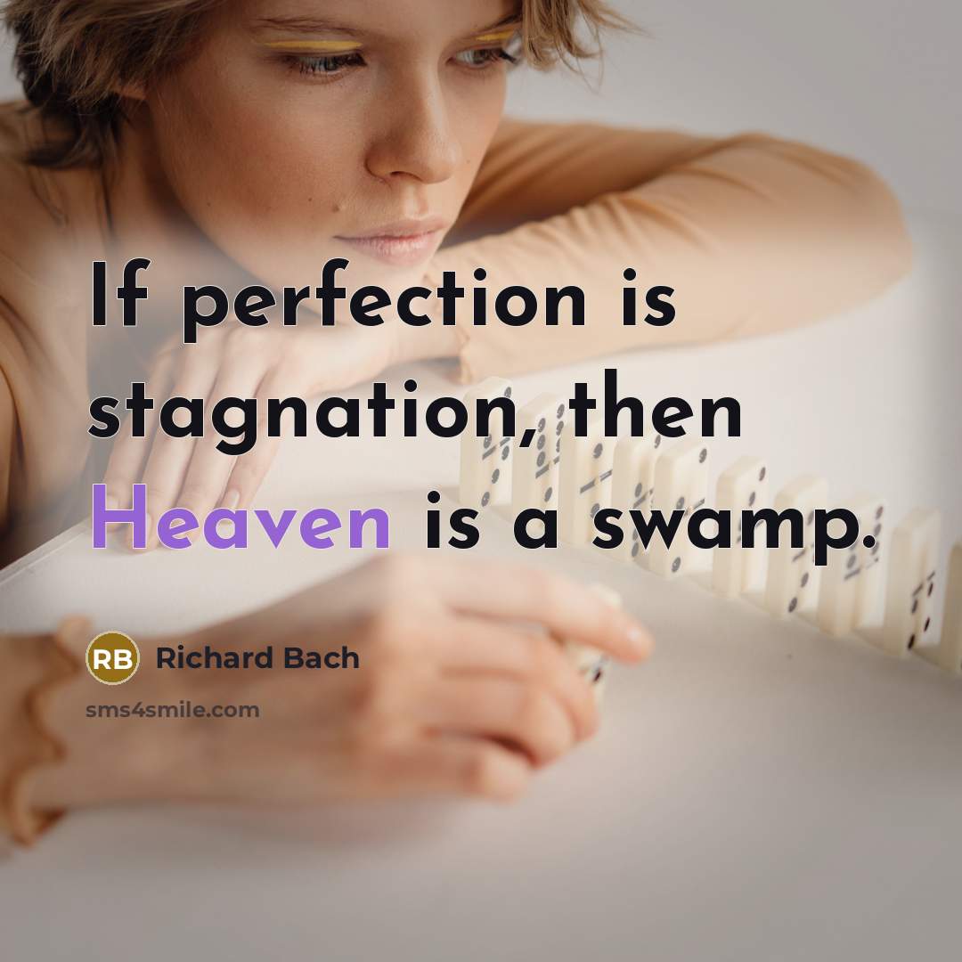 “If perfection is stagnation, then Heaven is a swamp.…” quote by Richard Bach