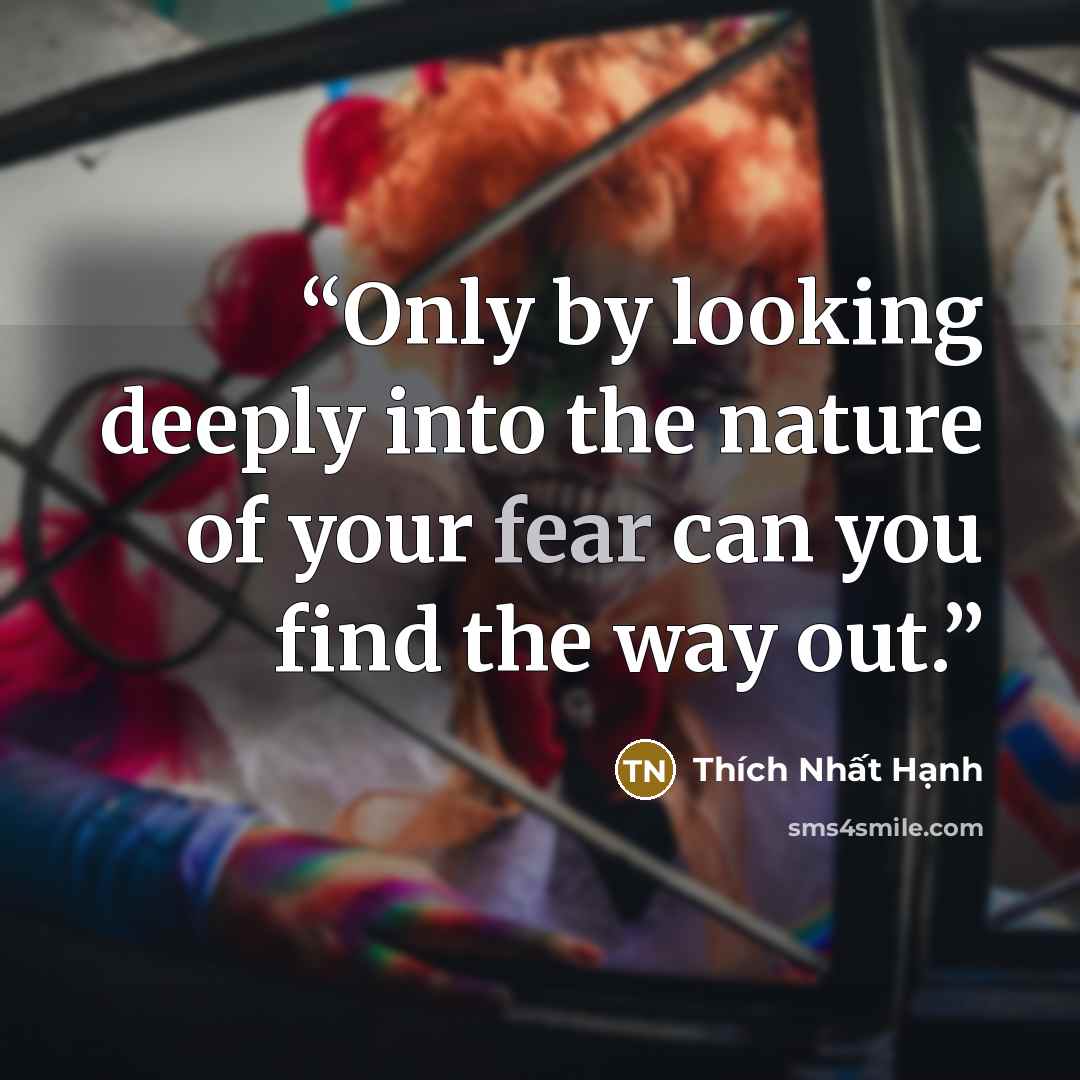 “Only by looking deeply into the nature of your fear can you find the way out.” quote by Thich Nhat Hanh
