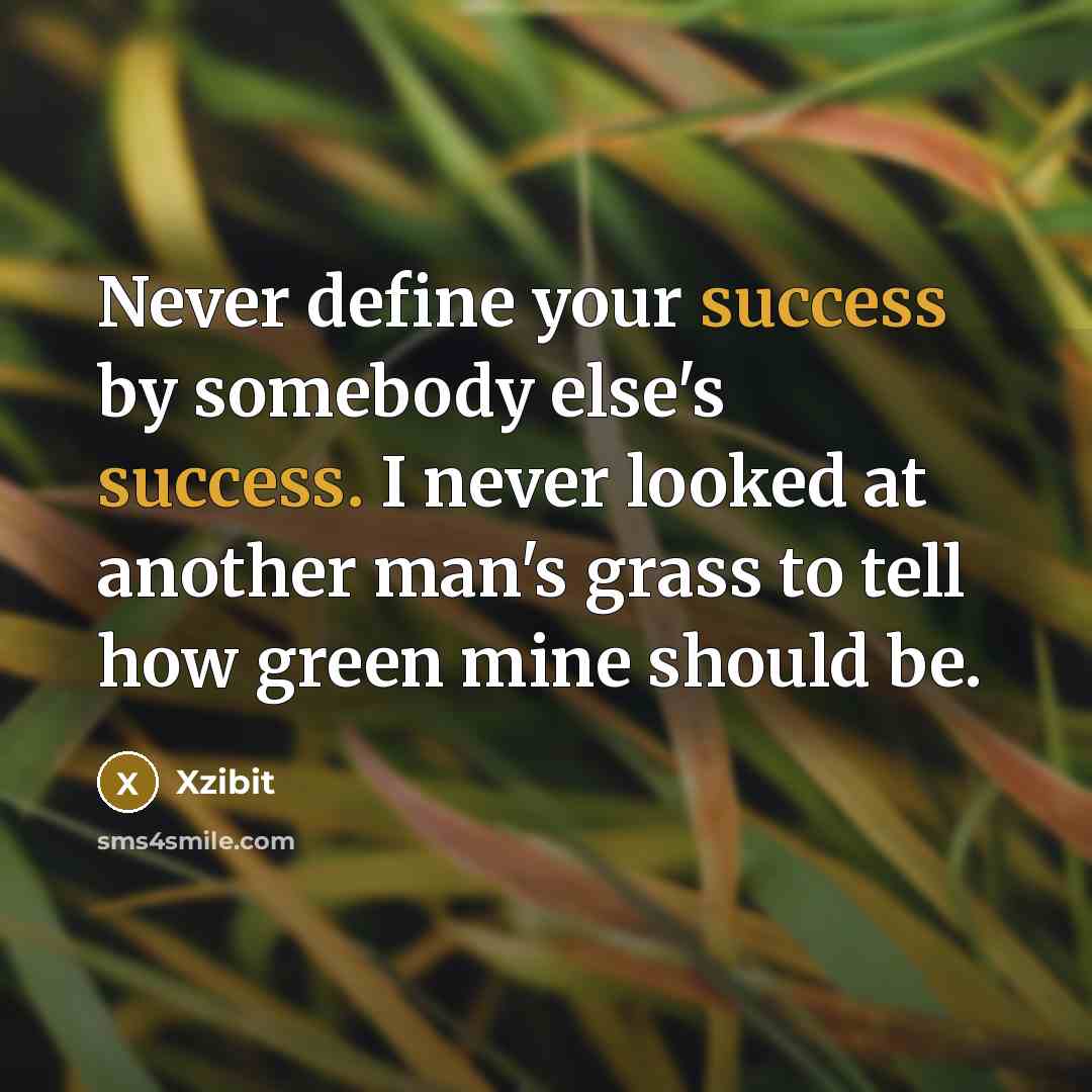 “Never define your success by somebody else's success. I never…” quote by Xzibit