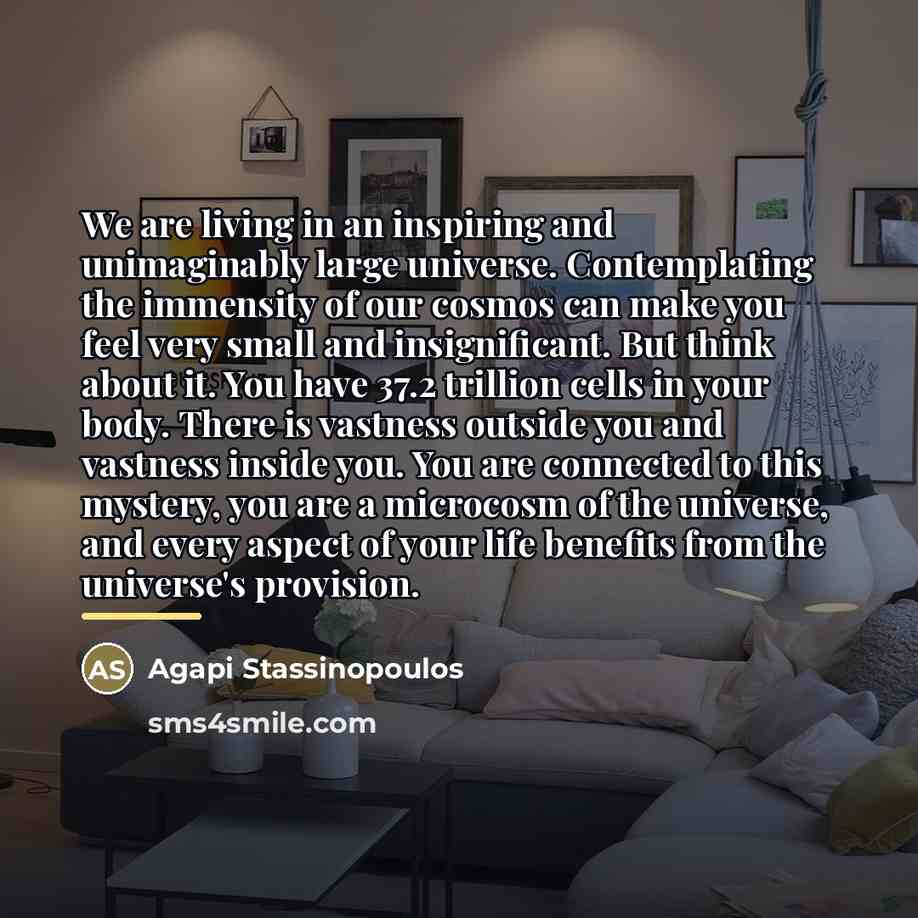 “We are living in an inspiring and unimaginably large universe.…” quote by Agapi Stassinopoulos