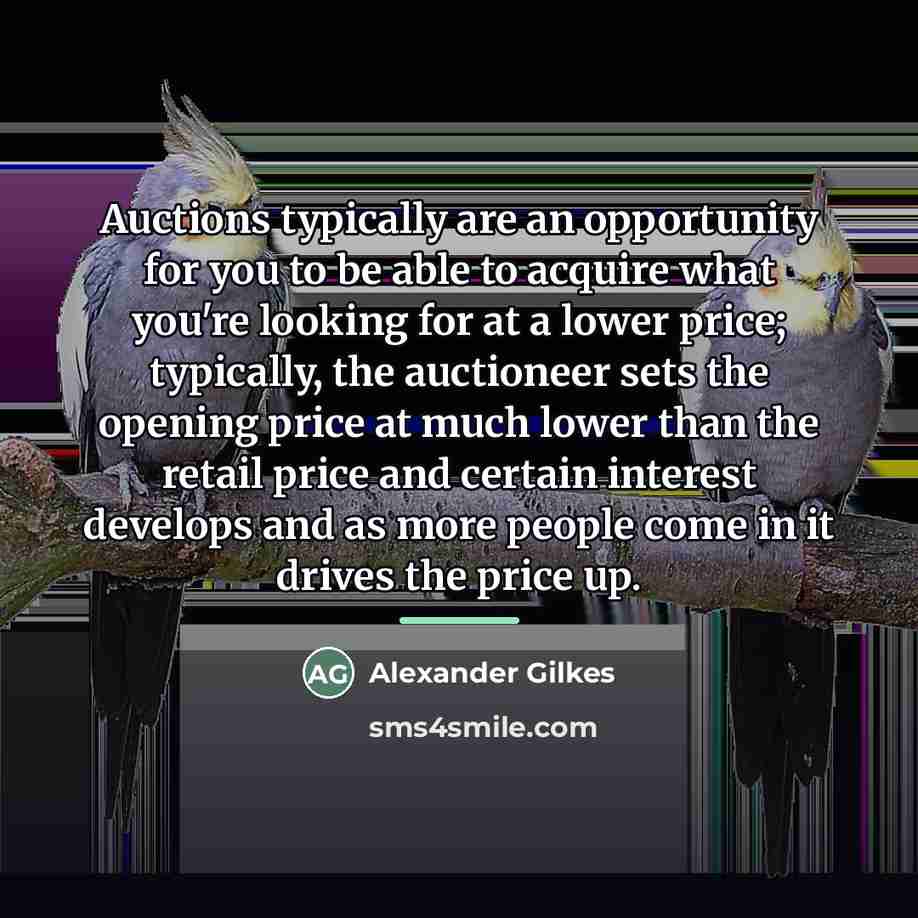 “Auctions typically are an opportunity for you to be able…” quote by Alexander Gilkes