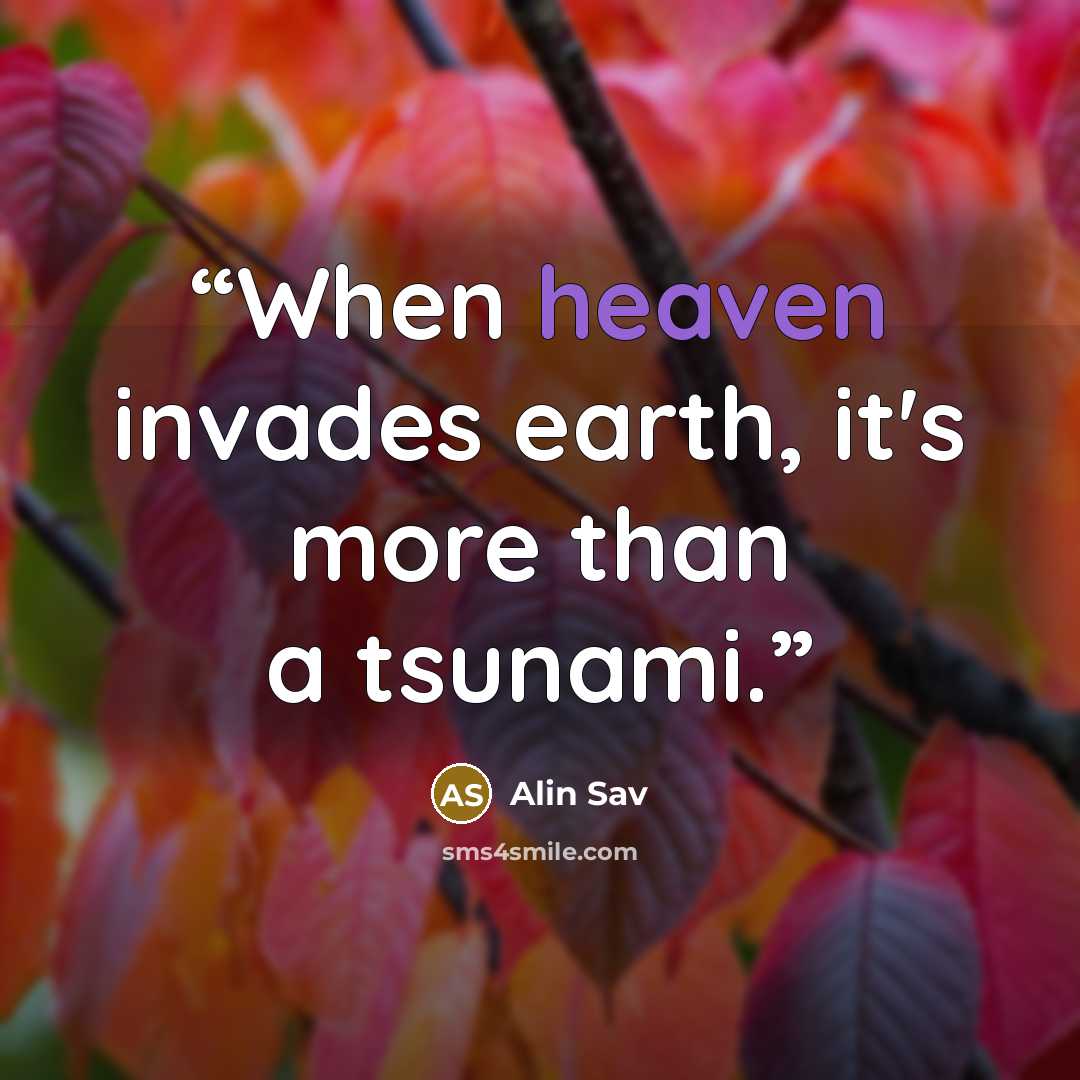 “When heaven invades earth, it's more than a tsunami.” quote by Alin Sav