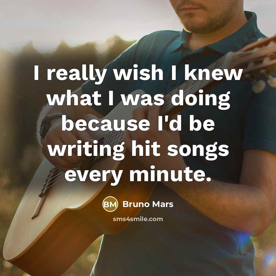 “I really wish I knew what I was doing because…” quote by Bruno Mars